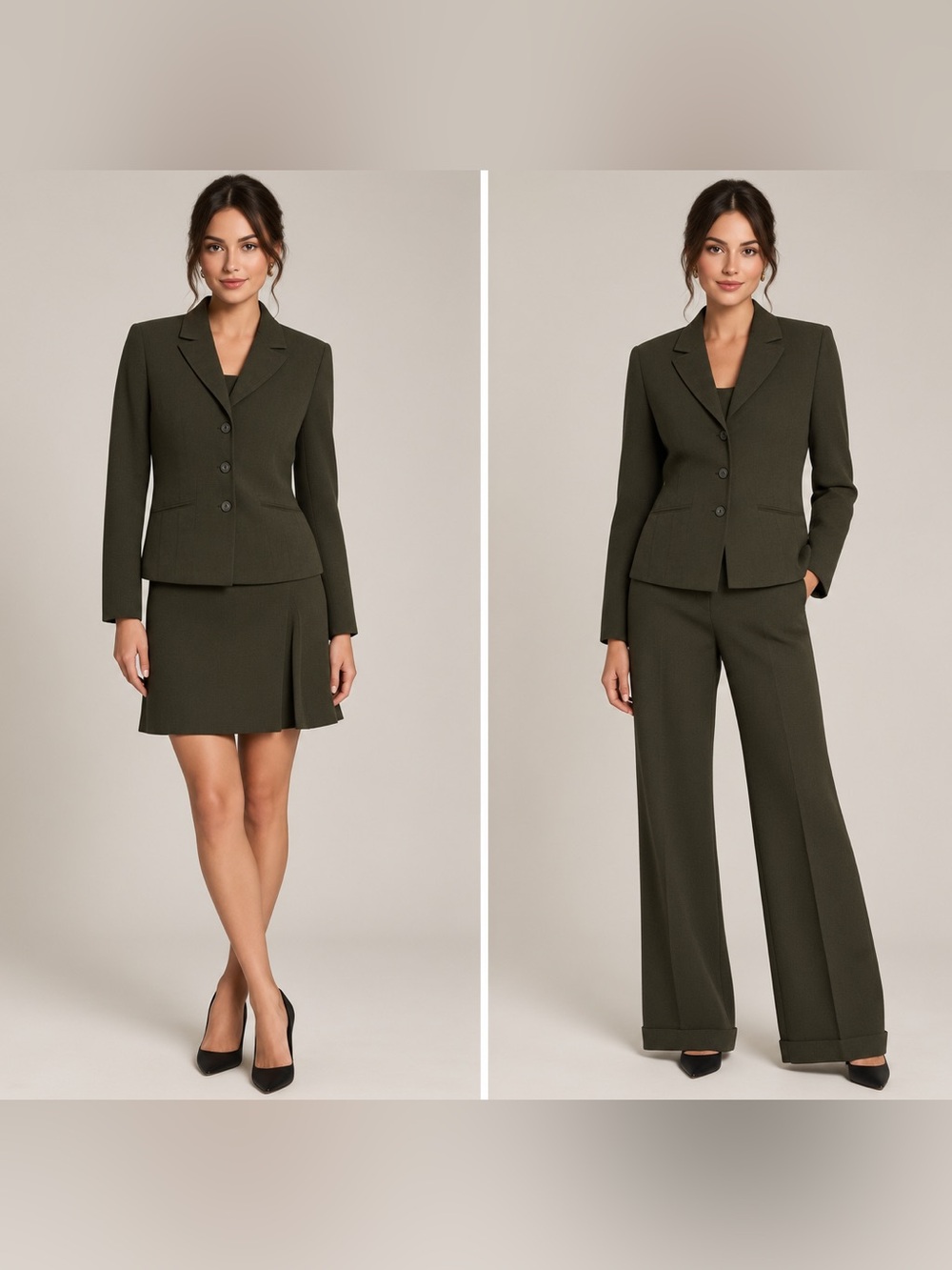Worthington | Olive Green Women's 3 Piece Set | Tailored Blazer| Pants| Skirt